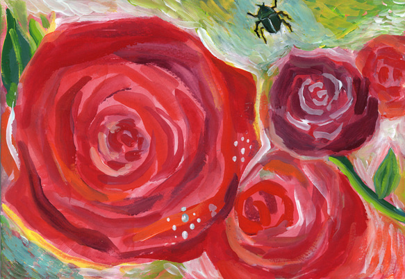 薔薇とコガネムシ 1枚目の画像
