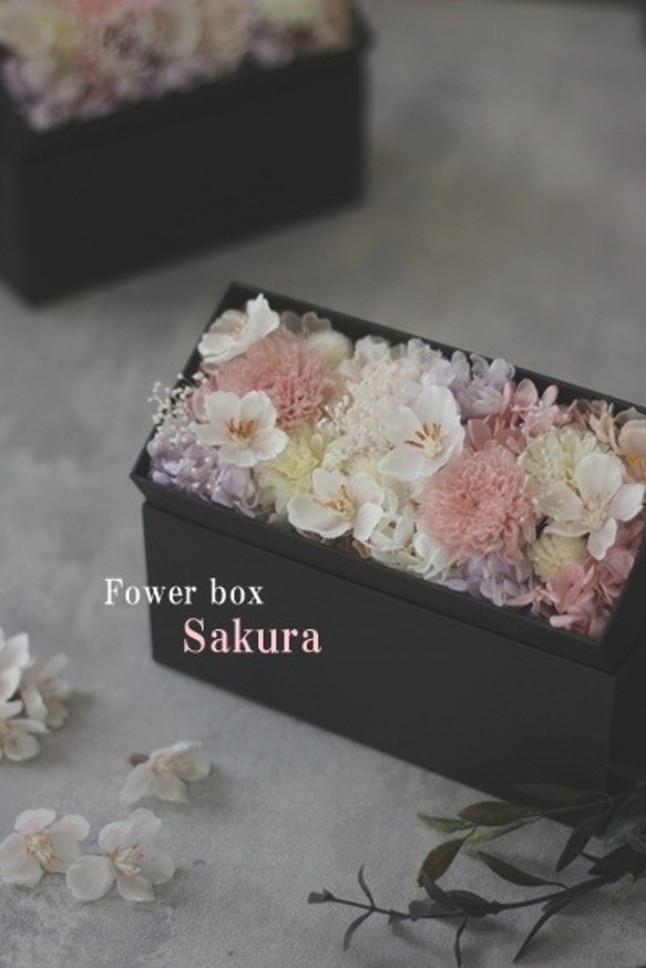 花の贈り物。桜色のフラワーボックス 【sakura】 2枚目の画像
