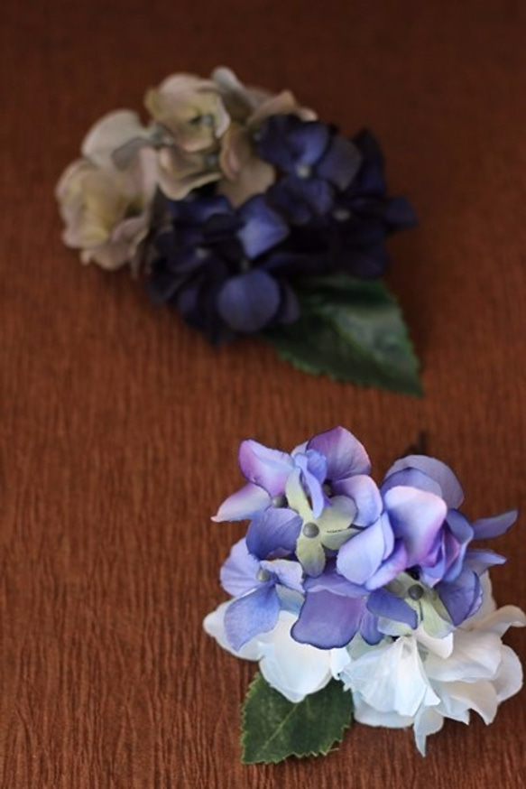 浴衣の大人髪飾り　青（造花） 5枚目の画像