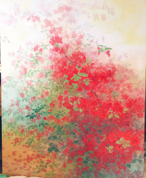 日本画・大きい絵画】躑躅（ツツジ）100号 絵画 yumi 通販 10909389