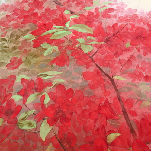 日本画・大きい絵画】躑躅（ツツジ）100号 絵画 yumi 通販 10909389