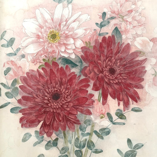 K. Tanaka マーガレット 花束 油彩画 K. Tanaka マーガレット 花束 油彩画