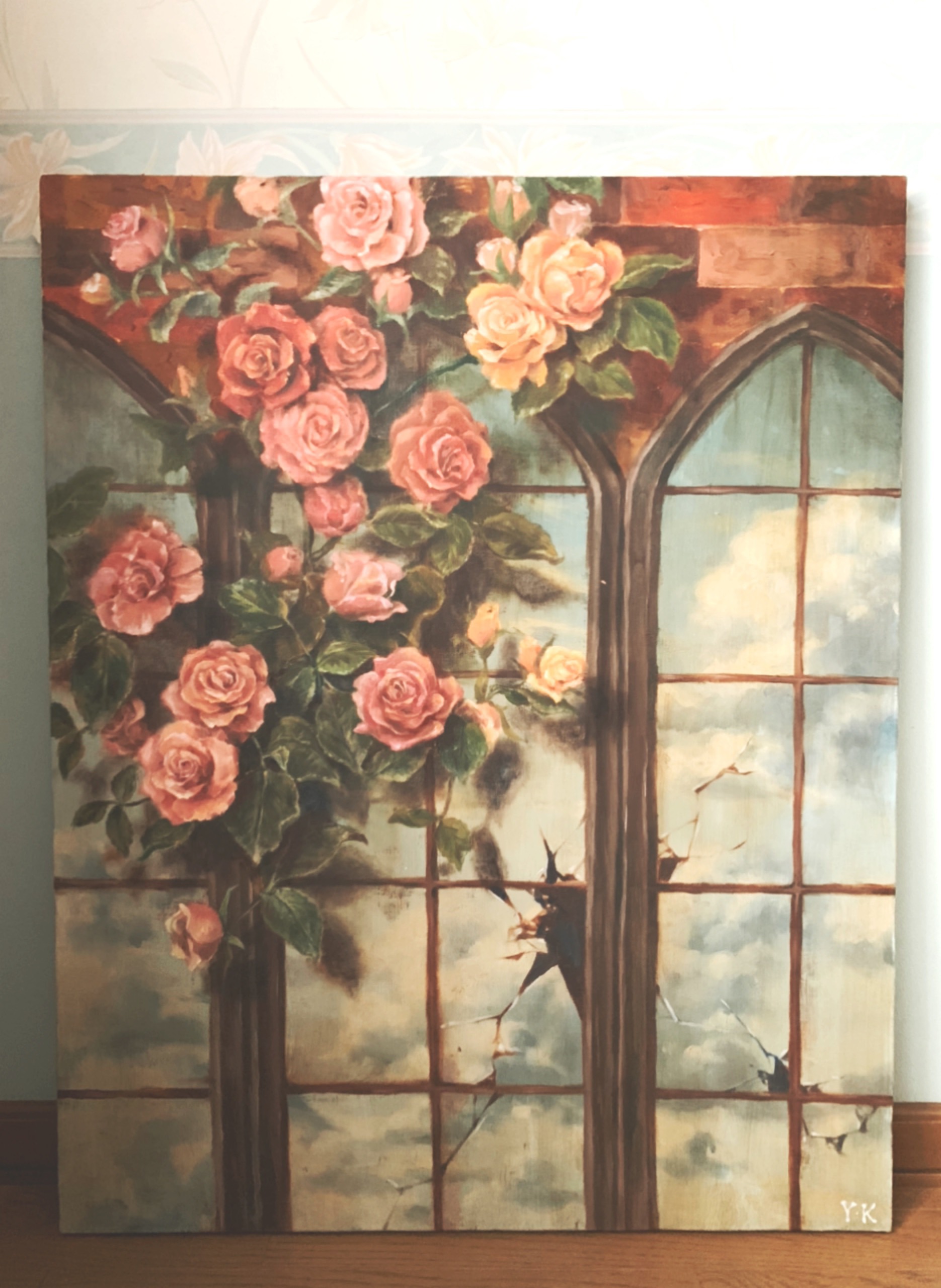 ○⭐︎友薔薇　油彩&アクリル原画