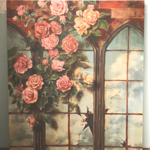 原画】薔薇と窓 油絵 絵画 yumi 通販 9796586｜Creema(クリーマ)
