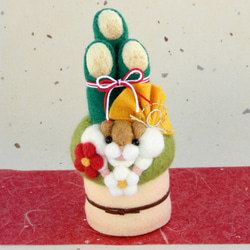 2024年干支のお正月飾り辰の鏡餅(緑)羊毛フェルト 羊毛フェルト