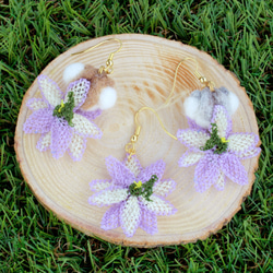 紫のお花とハムスターのピアス/イヤリング（片耳から販売） 3枚目の画像