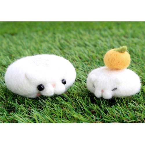 ぺたんこハムスターの鏡餅【お正月】 羊毛フェルト Yuto 通販 6509456