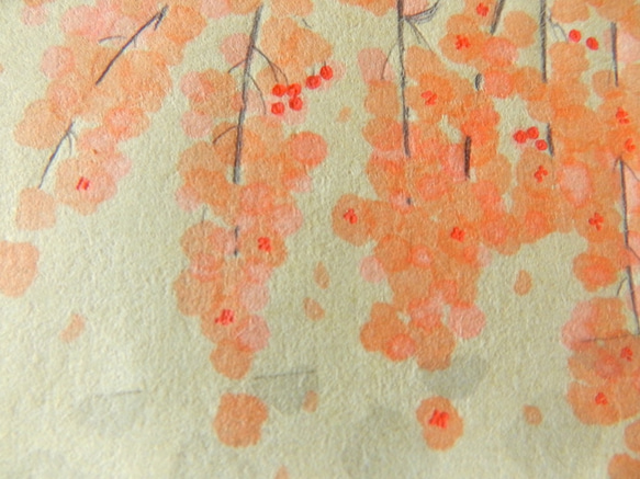 【maitiru　ーしだれ桜とナマコ壁ー】　ペン原画額装 2枚目の画像