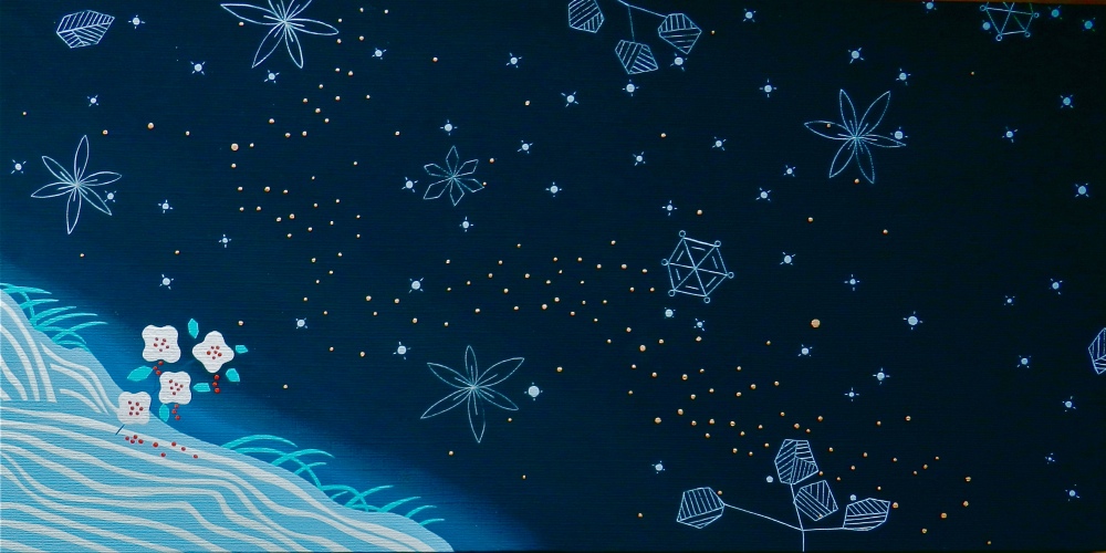 【絵本原画　十力の金剛石　２１、２２ページ目　 ひかりのおかのこのさびしさ】