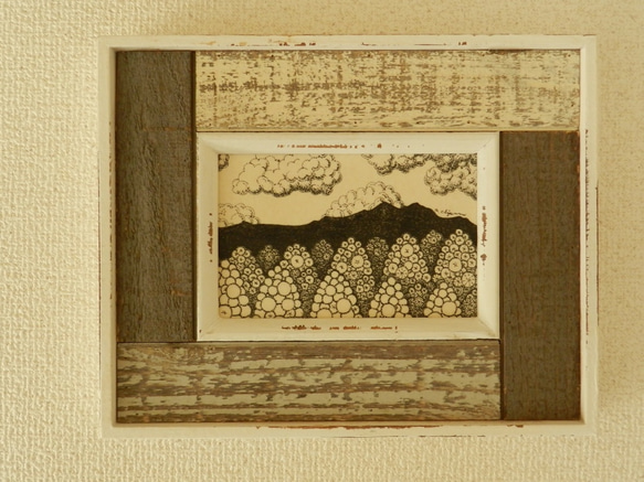 【hitoikitsuku　ー雲と山と杉ー】　ペン原画額装 3枚目の画像