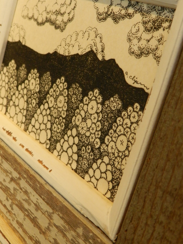 【hitoikitsuku　ー雲と山と杉ー】　ペン原画額装 5枚目の画像