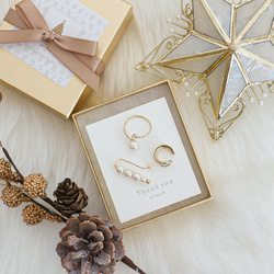 Pearl&Gold Xmas Gift Box  ［イヤーカフ・フォークリング3点セット］クリスマスコフレ 1枚目の画像