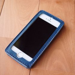 iPhone5・5S対応 レザーケース「ブルー」 1枚目の画像