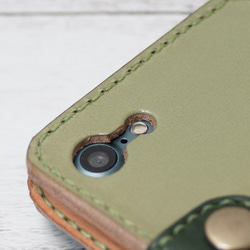 [有限公司生產] iphone7 iphone8對應筆記本型皮套，櫪木皮革亮綠色彈簧顏色 第7張的照片