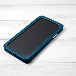 『限定製作』iphoneX用 レザーケース 栃木レザーブルー ｘ ブルーステッチ 1枚目の画像