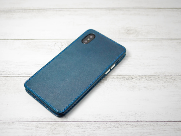 “限量生產”iphoneX To木皮革藍色x藍色針腳皮套 第5張的照片