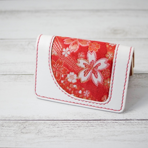 受注製作』 京都 伝統織物 金襴 を使用したレザー製名刺入れ