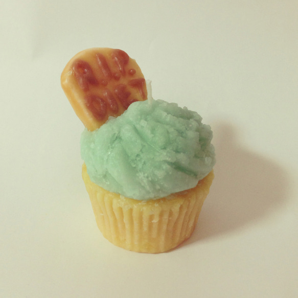 カップケーキ“R.I.P DIET”キャンドル（green） 3枚目の画像