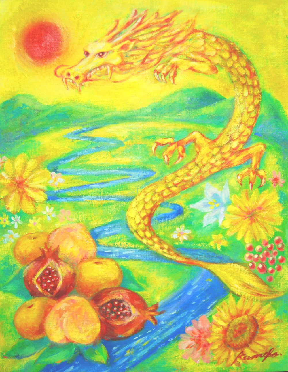 水彩画牧歌の午後22.7✕18.5 cm（s m号）