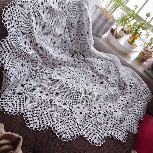 テーブルクロス　レース編み レース編み テーブルクロス ホワイト（パイナップル） - Adorer