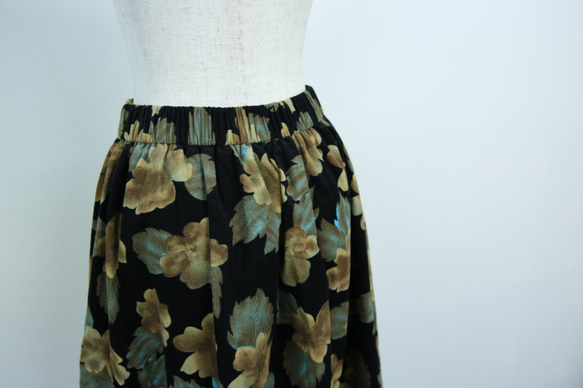 「受注生産」(再販)レトロ花柄コーデュロイロングスカート 5枚目の画像