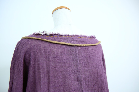 (紫)民族風手縫い入りフリンジコート/カーディガン 5枚目の画像