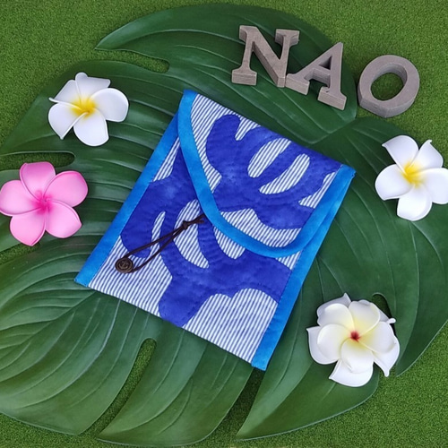 ハワイアンキルト】ホヌのポーチ☆iPad miniケース iPad・タブレット