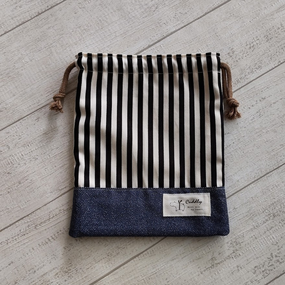 オーダー デニム調 無地 ランチョンマット 給食袋 コップ袋 着替え袋