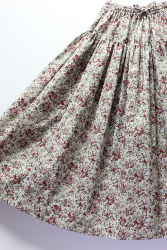 3丈のギャザースカート（小花ピンク系） 3枚目の画像