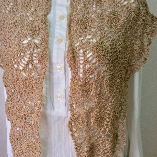 ラスト＊レースの三角ショール ストール 手編み ダルマ ストール