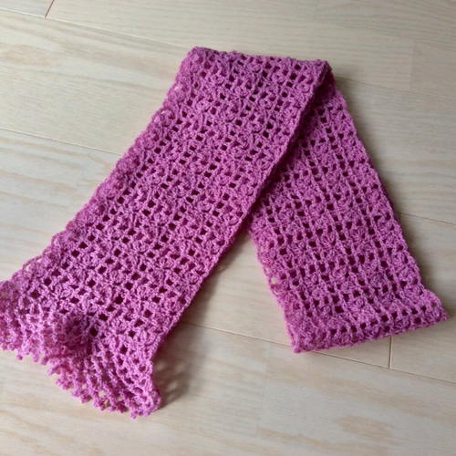 レトロなピンクのマフラー 花模様の手編み マフラー dolphin-t 通販