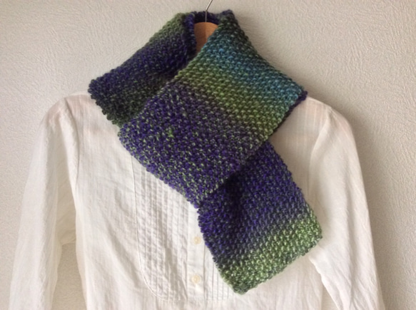 再販＊かのこ編みのマフラー 手編み 3枚目の画像