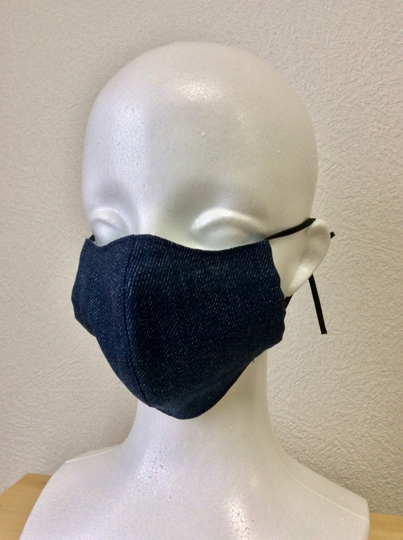 【再販】デニム調ダブルガーゼ立体マスク 大人用 ① 5枚目の画像
