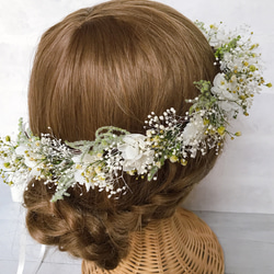 再販×5♪アジサイと2種類のかすみ草の花冠 ベビー キッズ バースデーフォト リングガール ヘッドドレス 2枚目の画像