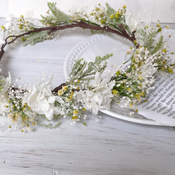 再販×5♪アジサイと2種類のかすみ草の花冠 ベビー キッズ バースデーフォト リングガール ヘッドドレス 3枚目の画像