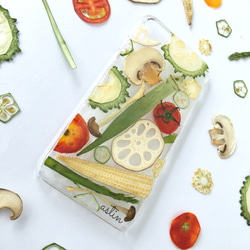 蔬菜拼圖壓制蔬菜智能手機殼可更換筆記本類型兼容所有型號 Galaxy Xperia Aquos 華為 第3張的照片