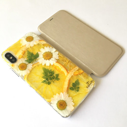 【手帳型】ハーブと柑橘系 押し花 iPhoneケース iPhoneX iPhoneXS iPhoneXR 3枚目の画像