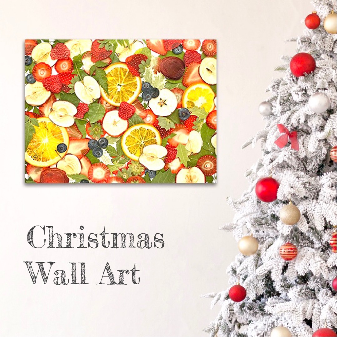 クリスマスフルーツのアートボード 壁掛け タペストリー インテリア クリスマスツリー