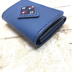 革の名刺＆カードケース　ネイビー×ネイビー　知花織り　紺　（織物ダイヤシリーズ） 2枚目の画像