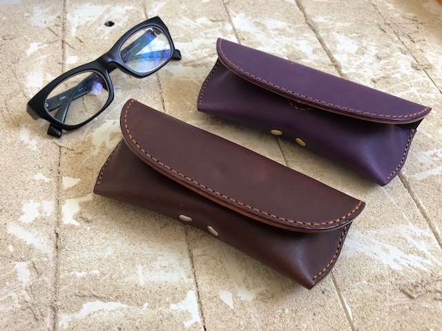 レザー　メガネケース　革を総裏張りしたスペシャル仕様　ブラウン×キャメル
