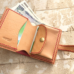 コンパクトな二つ折りの財布　プエブロピンク×ナチュラル　 5枚目の画像