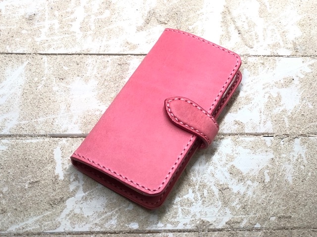 【在庫僅少】 android & iPhone 手帳型 サクラピンク×サクラ レザーケース iPhoneアクセサリー