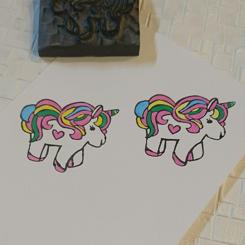 ユニコーン スタンプ 消しゴムはんこ × ユニコーンのミニ消しゴムはんこ（持ち手つき） はんこ・スタンプ かめ