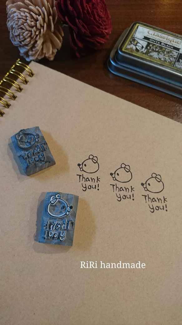 消しゴムはんこ  くまさんのthank-you！ 1枚目の画像