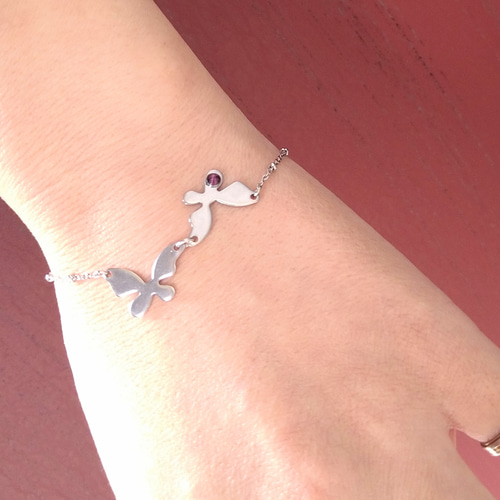 蝶モチーフ クリスタル ブレスレット