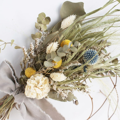 リース　スモークツリー　スワッグ　ブーケ　リースブーケ　ドライフラワー リース スモークツリー 三日月リース ドライフラワー スワッグ