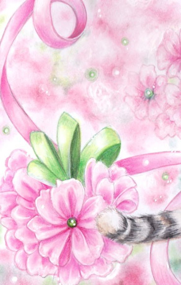 桜リボンと子猫　(プリント) 3枚目の画像