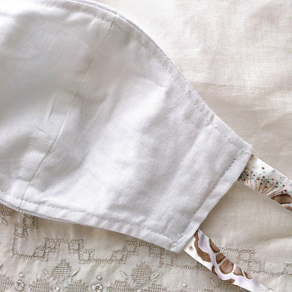 夏季口罩舒適的棉麻自由印花線型（Ⓑ雛菊花場粉紅色） 第4張的照片