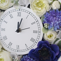 花時計～ブルー✖ホワイト～記念日、新築祝い、贈り物に人気 2枚目の画像