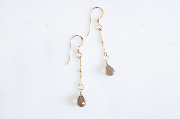 [14KGF] Smokey Quartz Earring 2枚目の画像